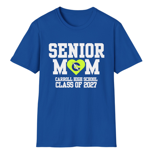 Carroll High School Class of 2027 Senior Mom T-Shirt Neon Heart