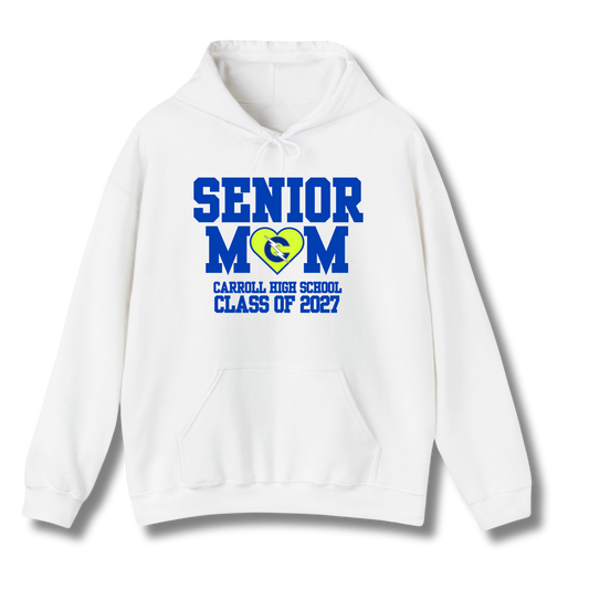 Carroll High School Class of 2027 Senior Mom Hoodie Sweatshirt Neon Heart