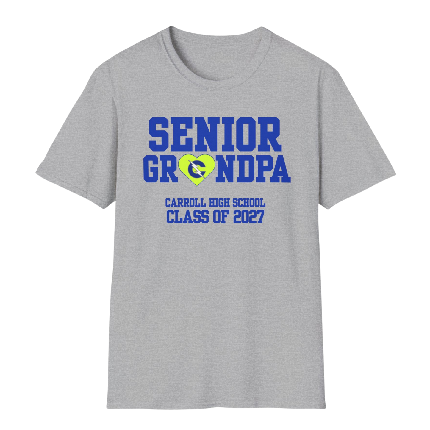 Carroll High School Class of 2027 Senior Grandpa T-Shirt Neon Heart