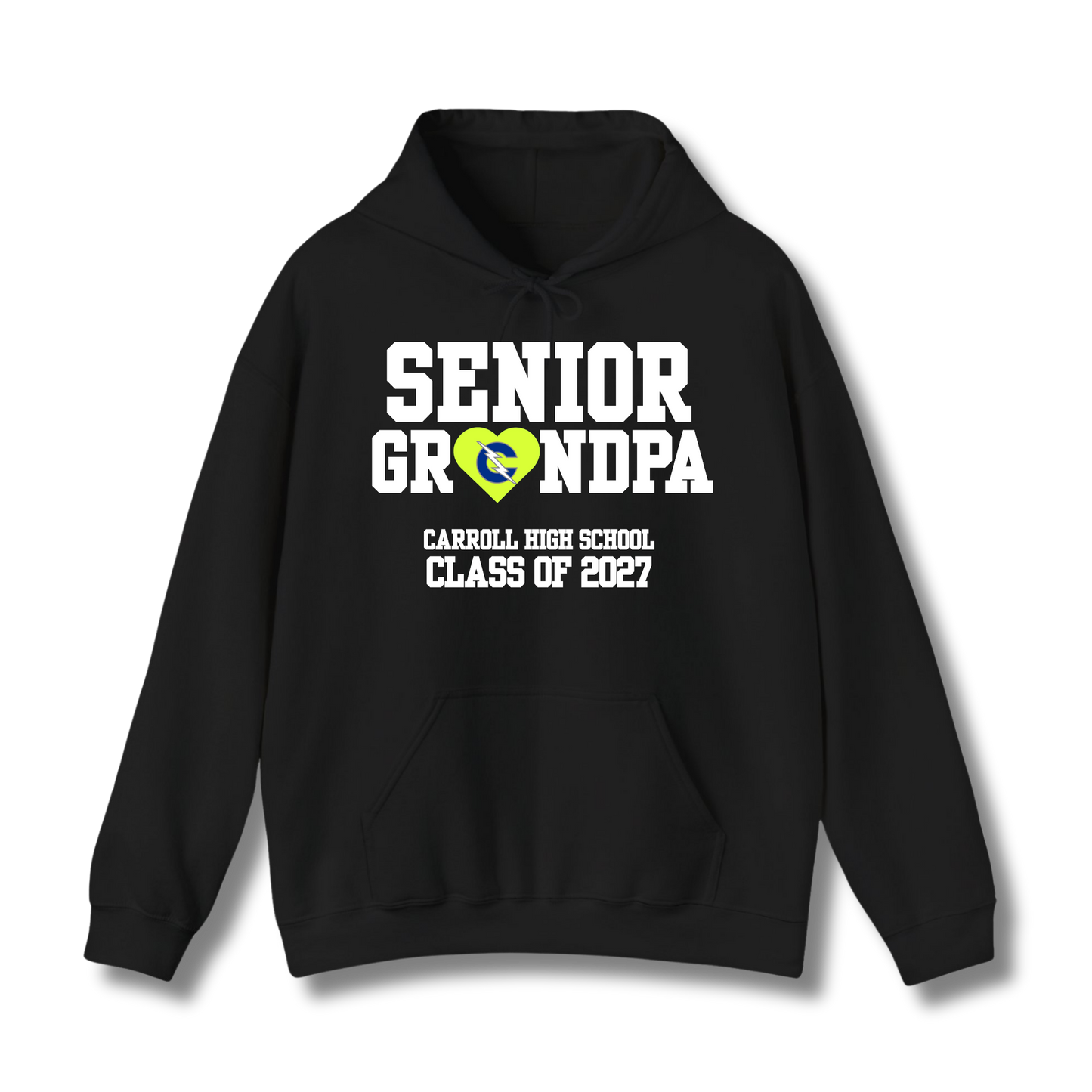 Carroll High School Class of 2027 Senior Grandpa Hoodie Sweatshirt Neon Heart