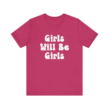 Girls Will Be Girls Girl Power Silhouettes Women's T-Shirt Front and Back Design