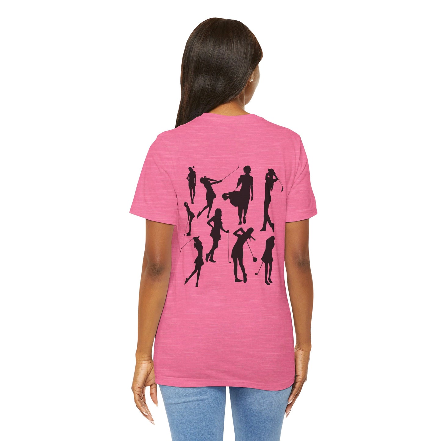 Girls Will Be Girls T-Shirt, Golf, Golfer Silhouettes Front and Back Designs, Lighter Colored Tees