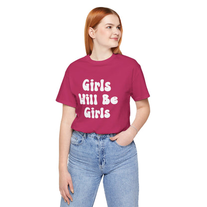 Girls Will Be Girls T-Shirt, Gymnast Silhouettes Gymnastics, Front and Back Designs