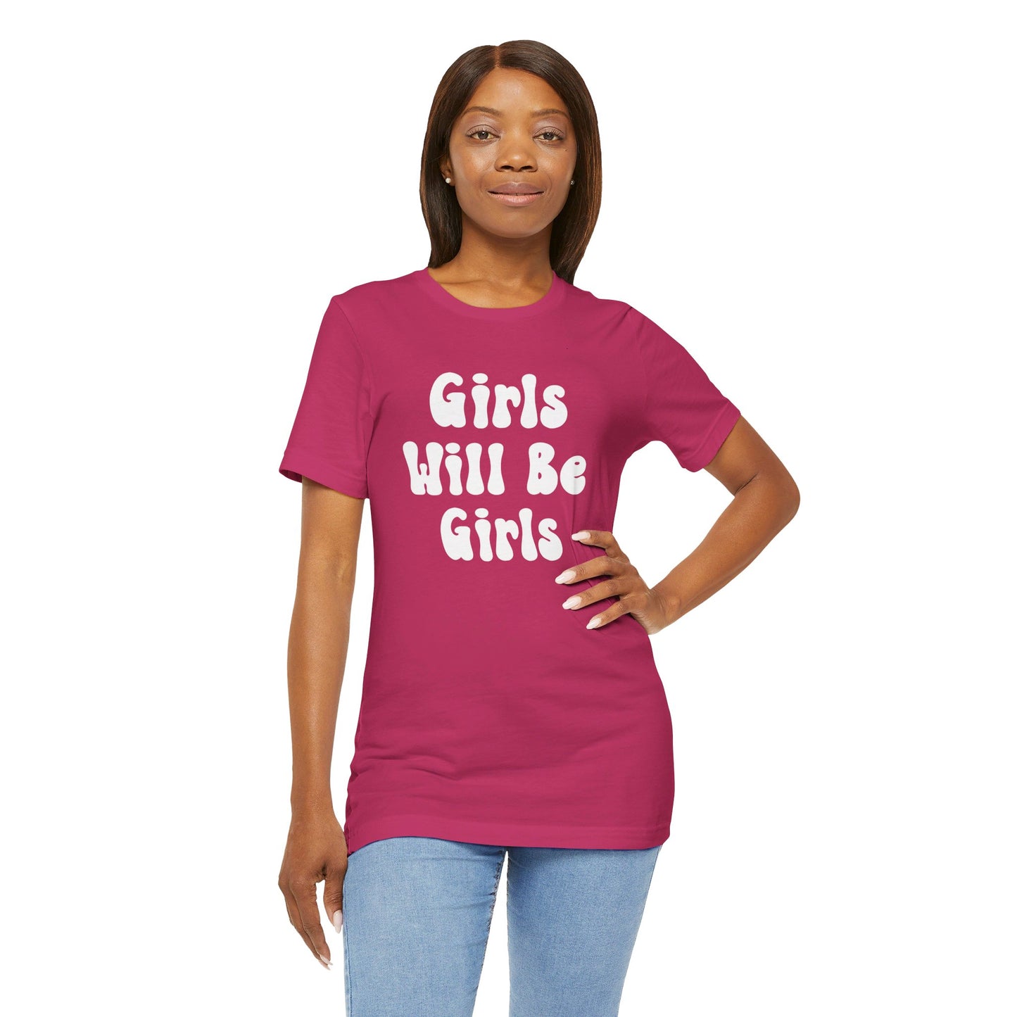 Girls Will Be Girls T-Shirt, Mountain Climber, Rock Climber, Alpinist, Mountaineering Silhouettes Front and Back Designs