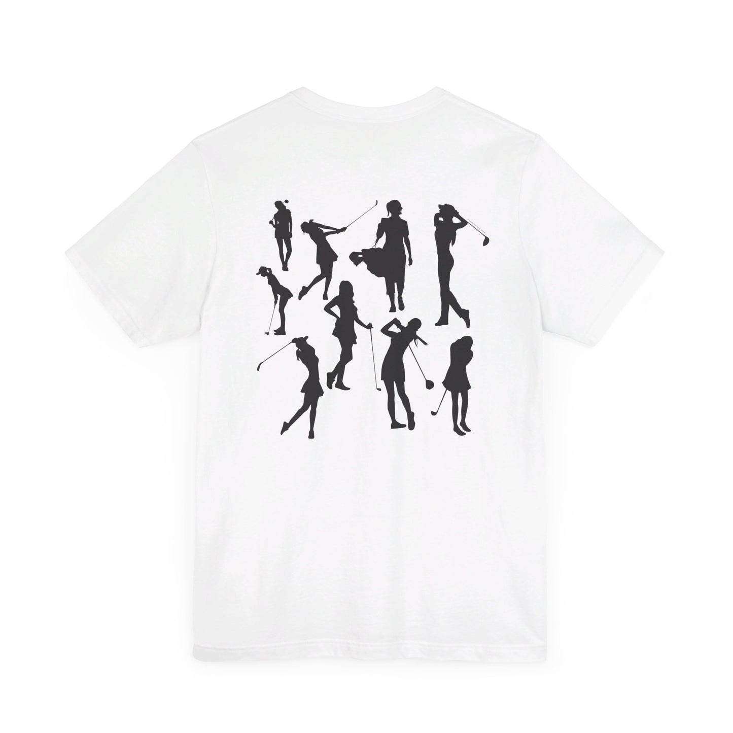 Girls Will Be Girls T-Shirt, Golf, Golfer Silhouettes Front and Back Designs, Lighter Colored Tees