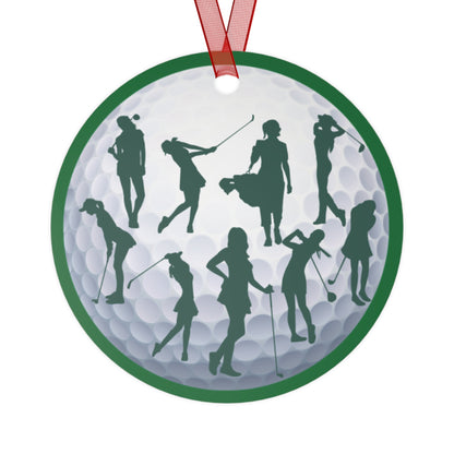 Girls Will Be Girls Golf, Golfer Silhouettes, Golf Ball Christmas Ornament