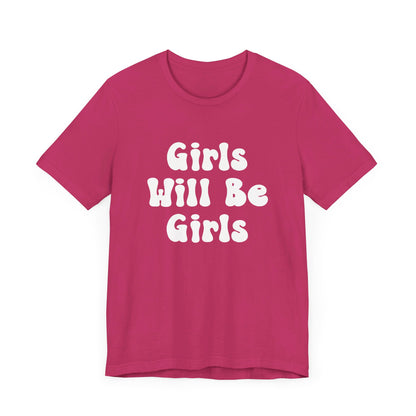 Girls Will Be Girls Girl Power Silhouettes Women's T-Shirt Front and Back Design