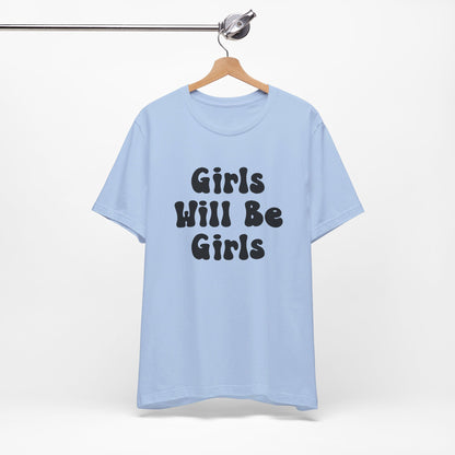 Girls Will Be Girls T-Shirt, Golf, Golfer Silhouettes Front and Back Designs, Lighter Colored Tees