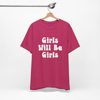 Girls Will Be Girls Girl Power Silhouettes Women's T-Shirt Front and Back Design