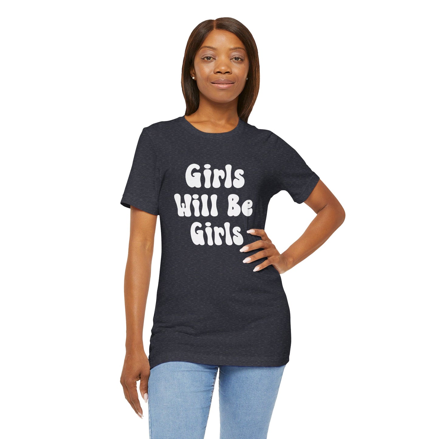 Girls Will Be Girls T-Shirt, Equestrian, Horseback Riding Silhouettes Front and Back Designs