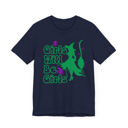 Girls Will Be Girls Wicked Witch with Broomstick T-Shirt, Wizard of Oz, Halloween Witch