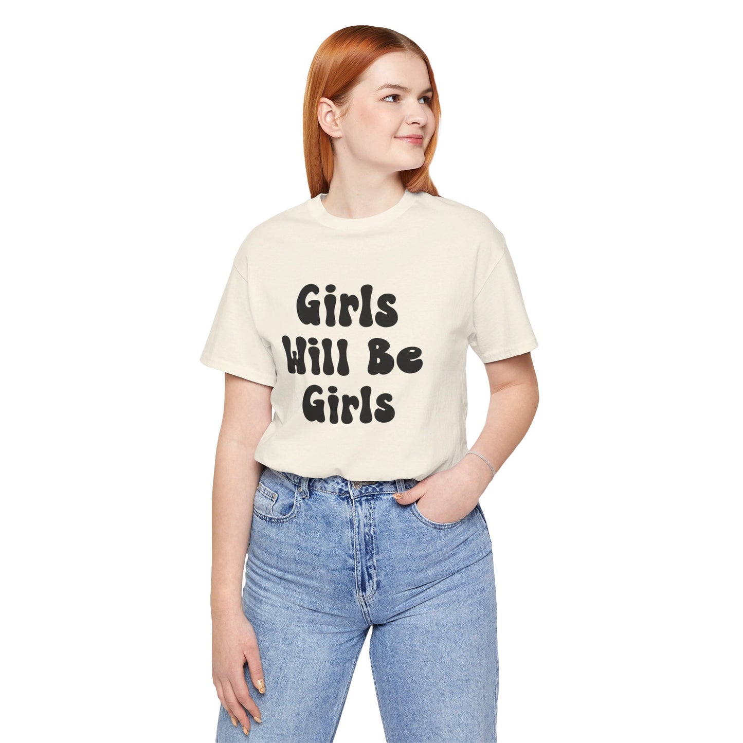 Girls Will Be Girls T-Shirt, Soccer Player Silhouettes Front and Back Designs, Light Colored Tees