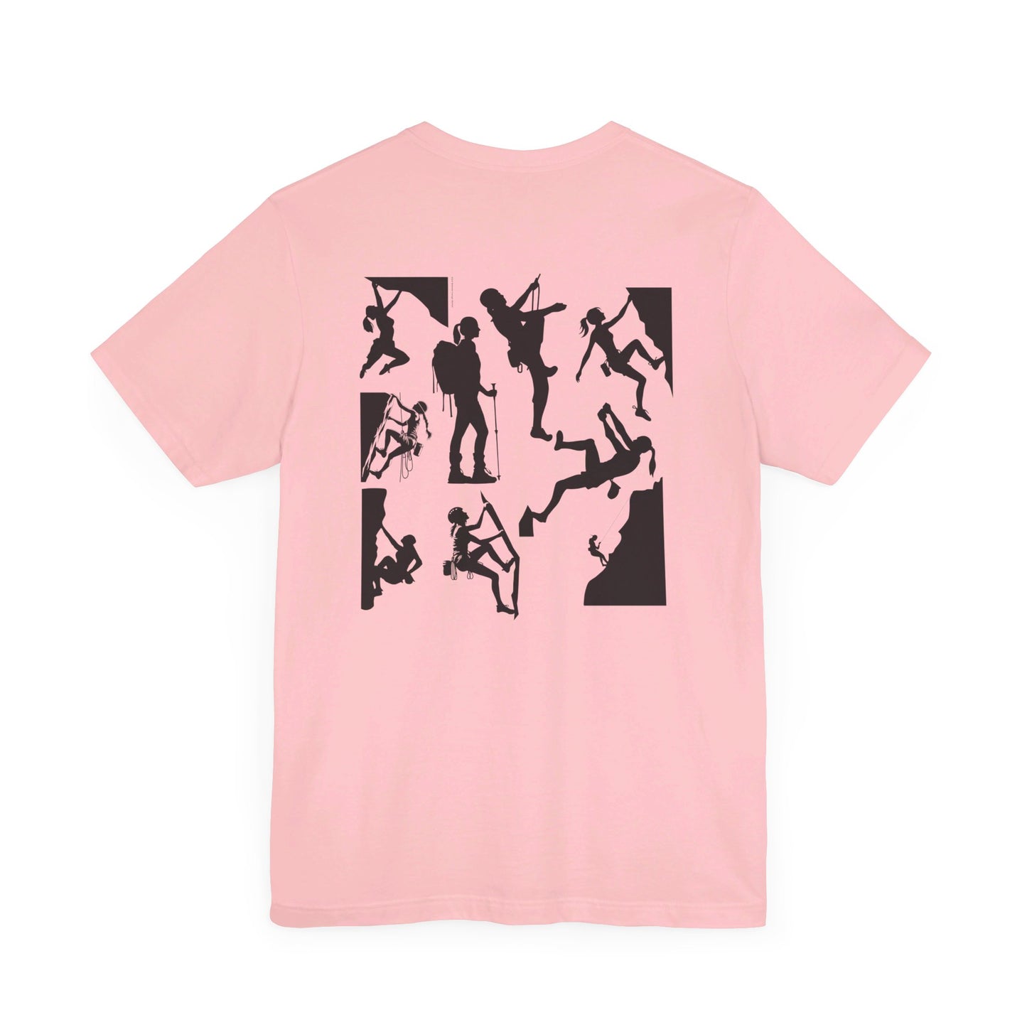 Girls Will Be Girls T-Shirt, Mountain Climber, Rock Climber, Alpinist, Mountaineering Silhouettes Front and Back Designs, Light Colored Tees