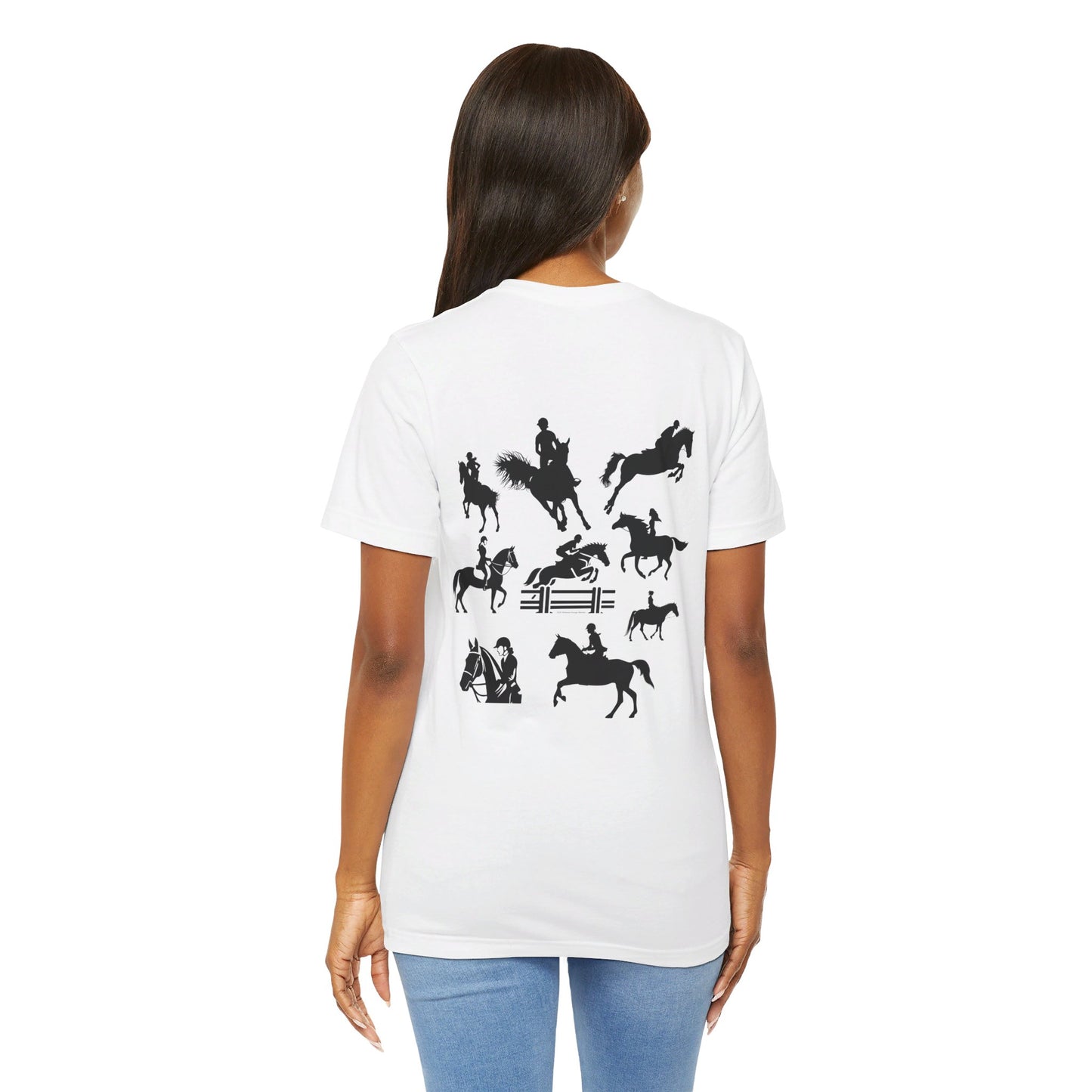 Girls Will Be Girls T-Shirt, Equestrian, Horseback Riding Silhouettes Front and Back Designs, Light Colored Tees