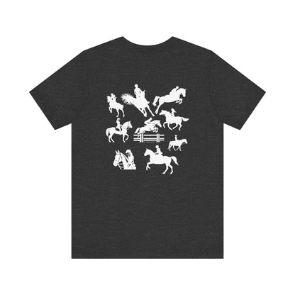 Girls Will Be Girls T-Shirt, Equestrian, Horseback Riding Silhouettes Front and Back Designs