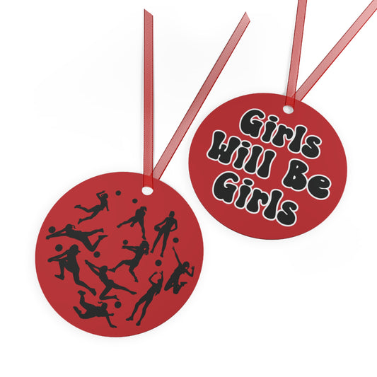 Girls Will Be Girls Volleyball Players Silhouettes Christmas Ornament