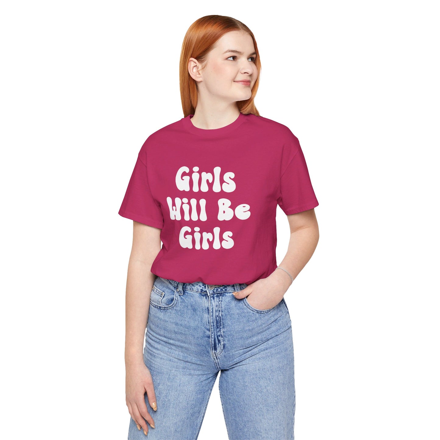 Girls Will Be Girls T-Shirt, Volleyball Player Silhouettes Front and Back Designs