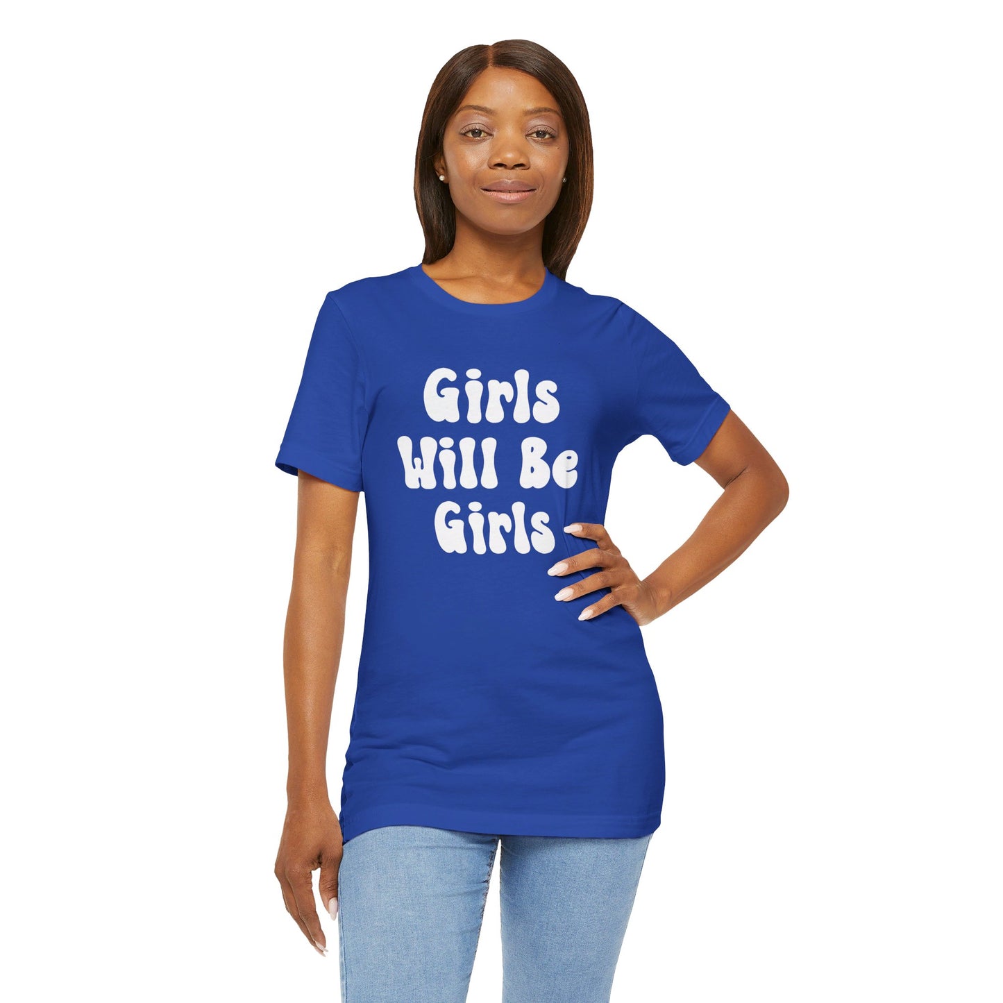 Girls Will Be Girls T-Shirt, Volleyball Player Silhouettes Front and Back Designs