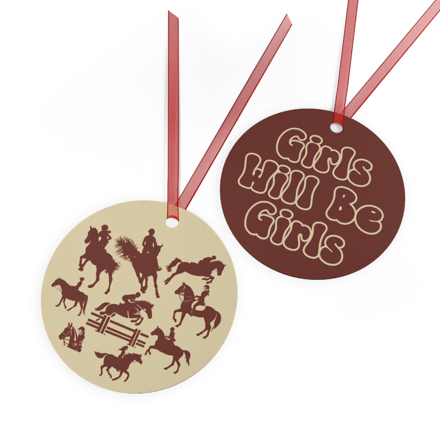 Girls Will Be Girls Equestrian, Horseback Riding, Horses Silhouettes Christmas Ornament