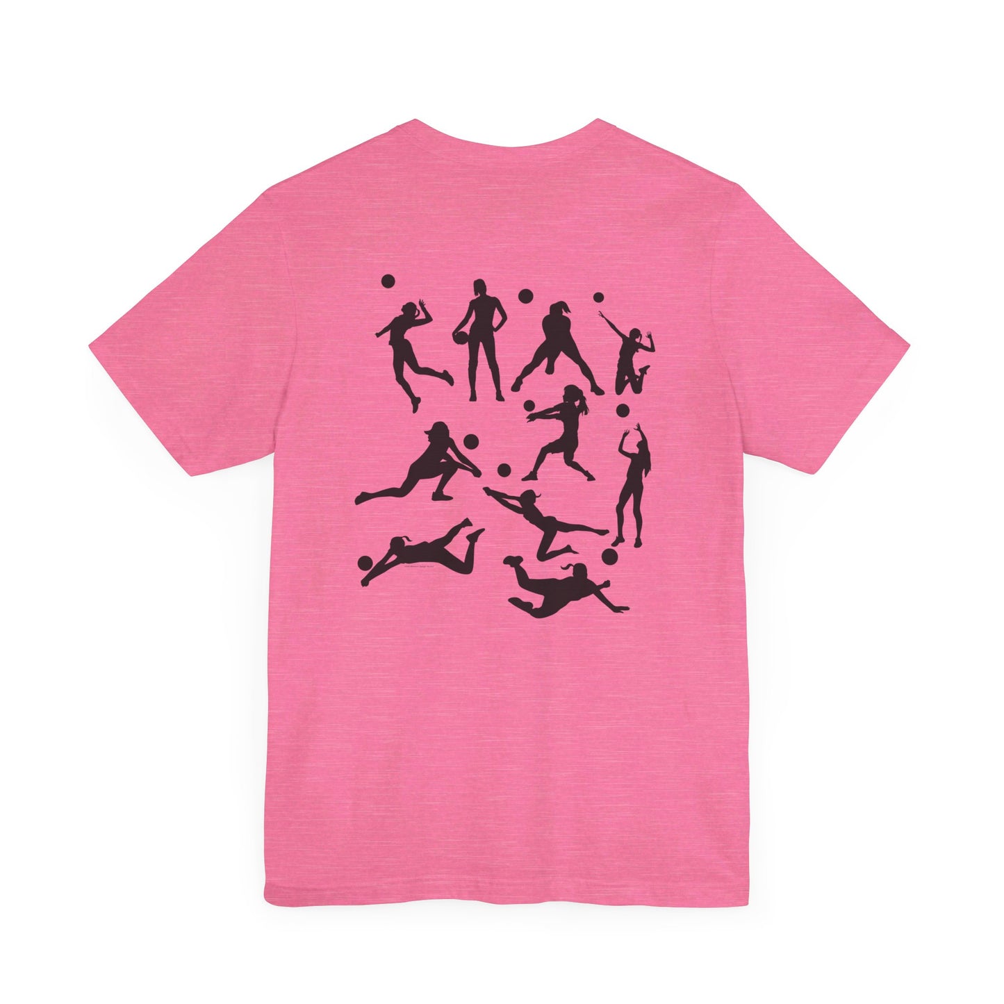 Girls Will Be Girls T-Shirt, Volleyball Player Silhouettes Front and Back Designs, Light Colored Tees