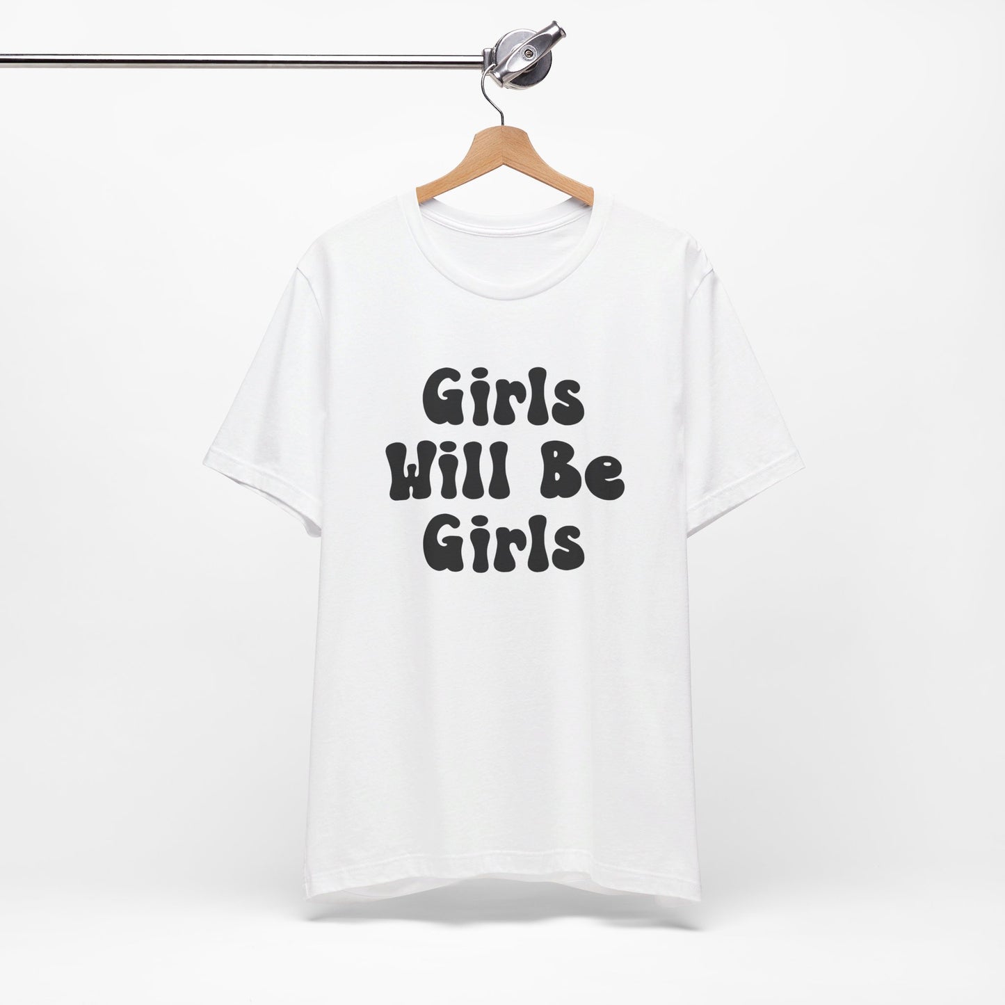 Girls Will Be Girls T-Shirt, Mountain Climber, Rock Climber, Alpinist, Mountaineering Silhouettes Front and Back Designs, Light Colored Tees