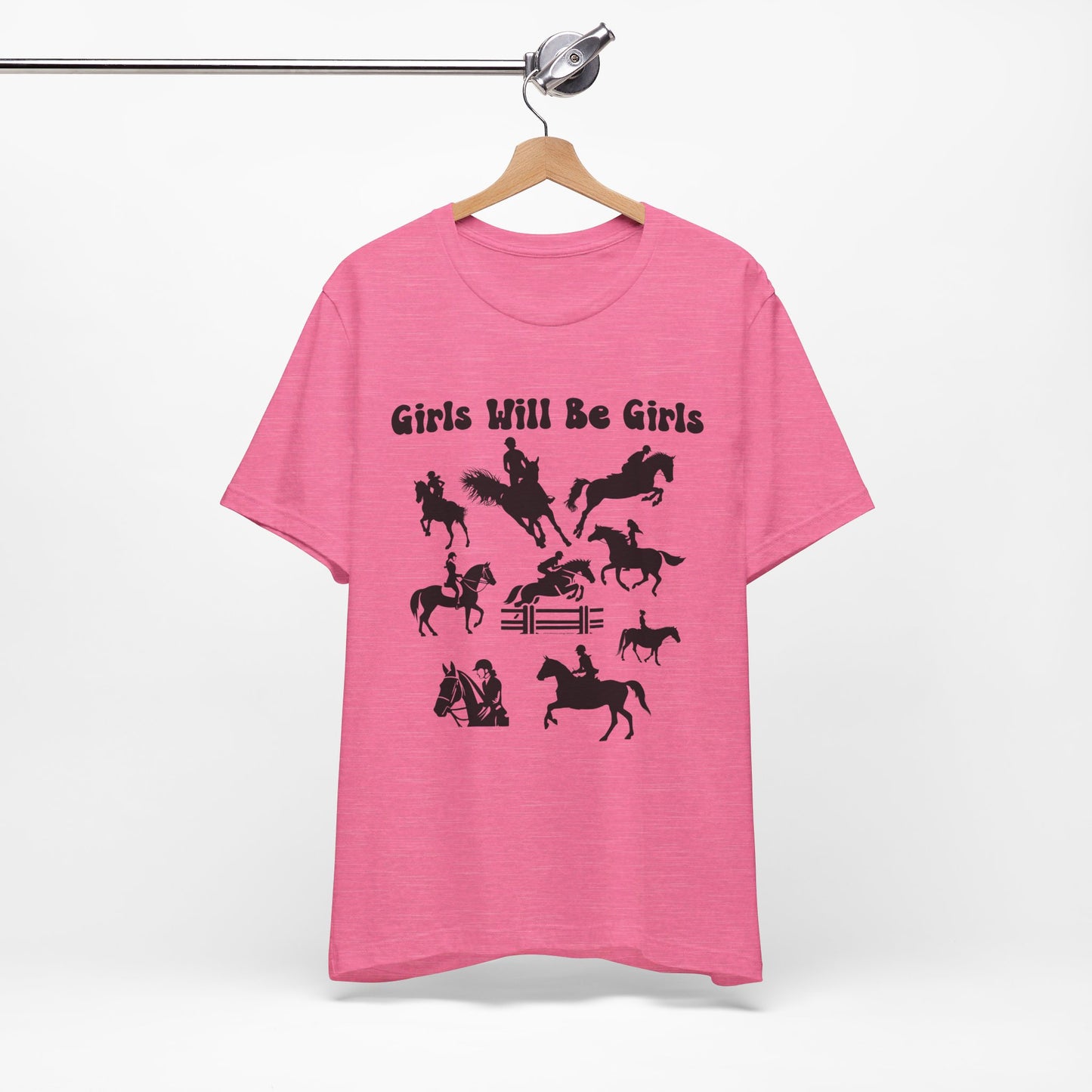 Girls Will Be Girls T-Shirt, Equestrian, Horseback Riding Silhouettes Light Colored Tees