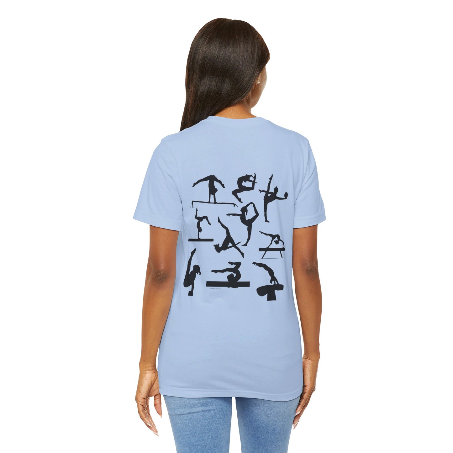 Girls Will Be Girls T-Shirt, Gymnast Silhouettes Gymnastics, Front and Back Designs, Light Colored Tees