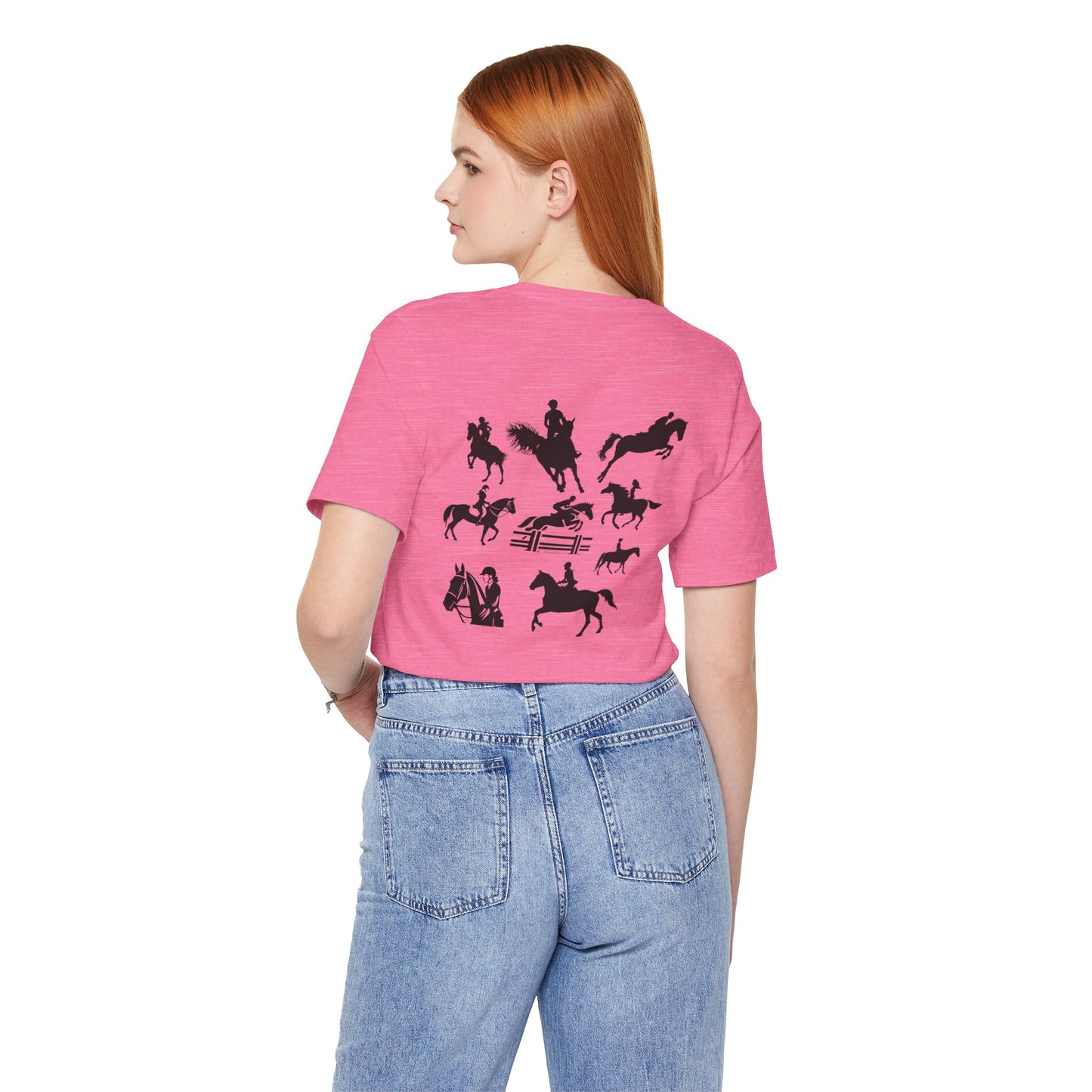 Girls Will Be Girls T-Shirt, Equestrian, Horseback Riding Silhouettes Front and Back Designs, Light Colored Tees