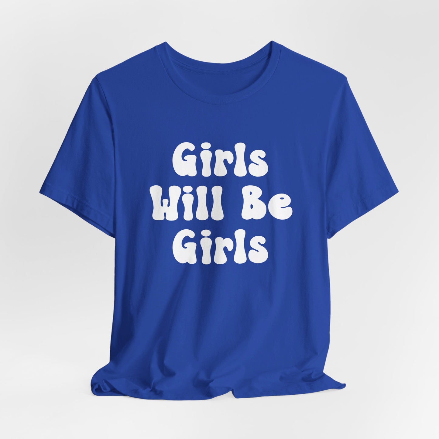 Girls Will Be Girls T-Shirt, Volleyball Player Silhouettes Front and Back Designs