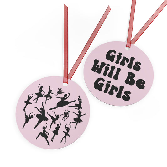 Girls Will Be Girls Ballerina, Ballet Dancer Silhouettes Christmas Ornament