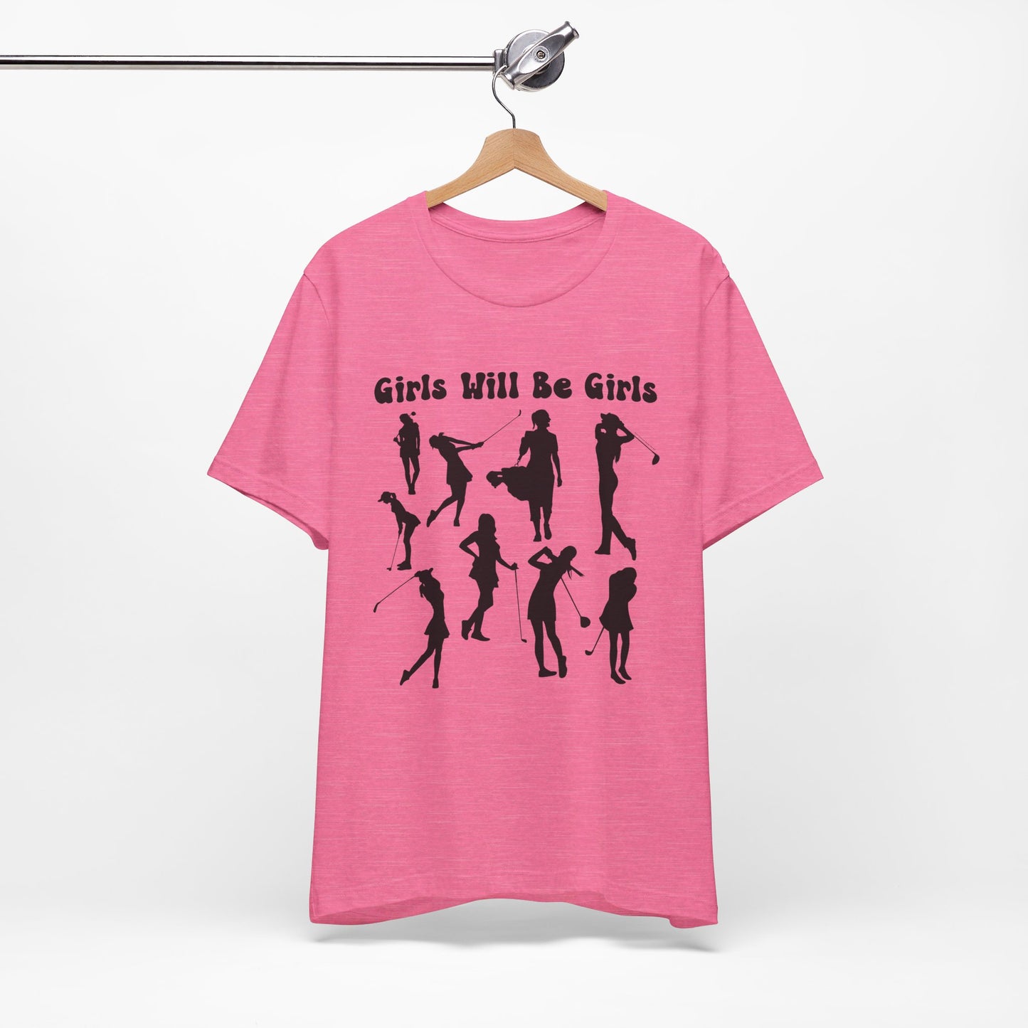 Girls Will Be Girls T-Shirt, Golfer Silhouettes, Golf, Lighter Colored Tees