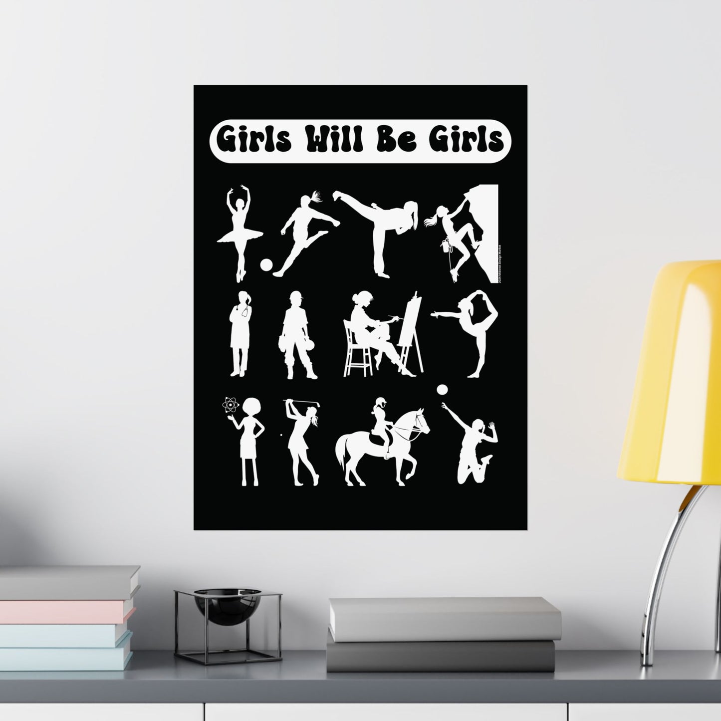 Girls Will Be Girls, Girl Power Silhouettes Matte Vertical Poster