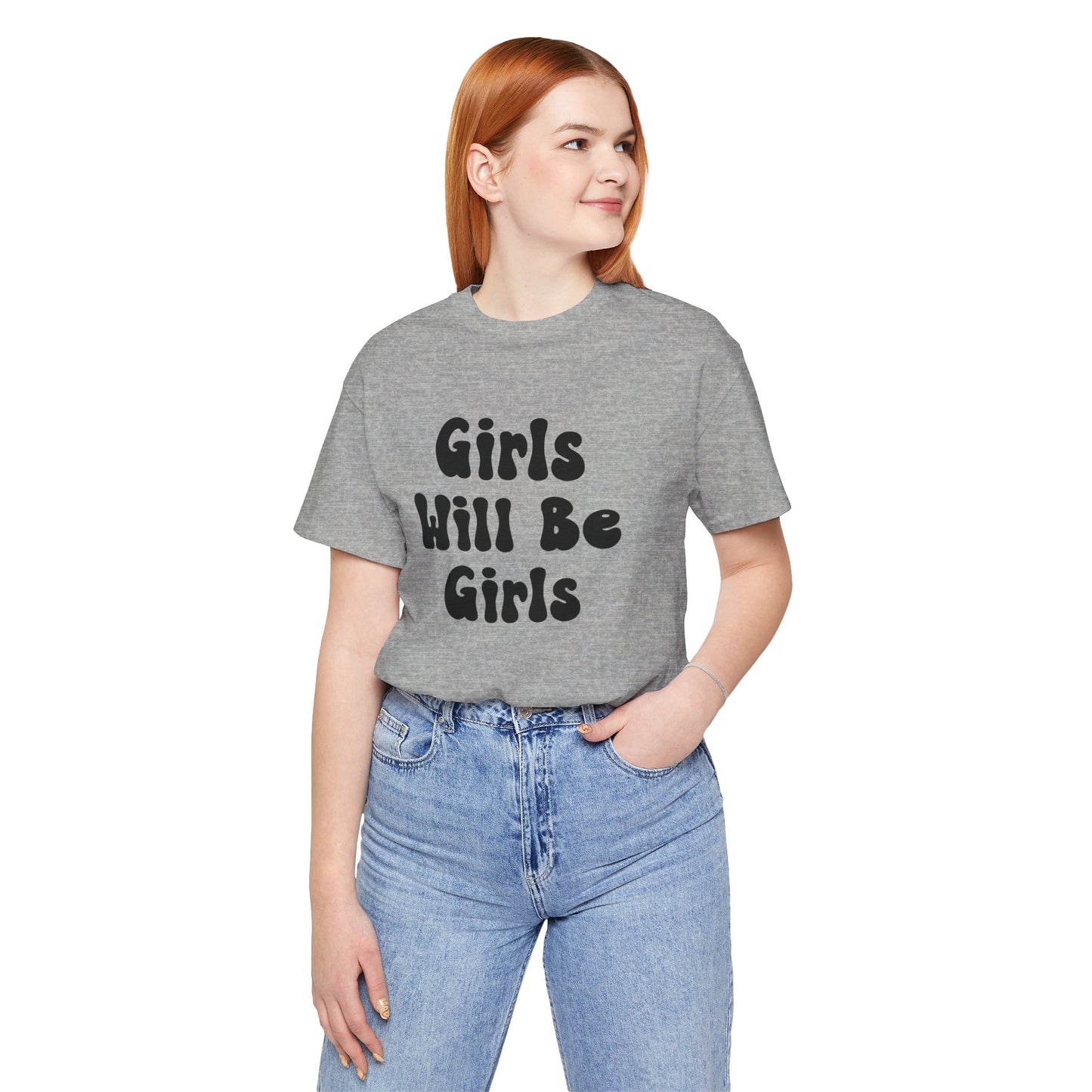 Girls Will Be Girls T-Shirt, Soccer Player Silhouettes Front and Back Designs, Light Colored Tees