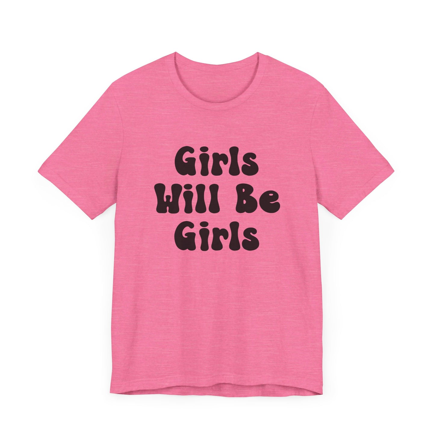 Girls Will Be Girls T-Shirt, Volleyball Player Silhouettes Front and Back Designs, Light Colored Tees