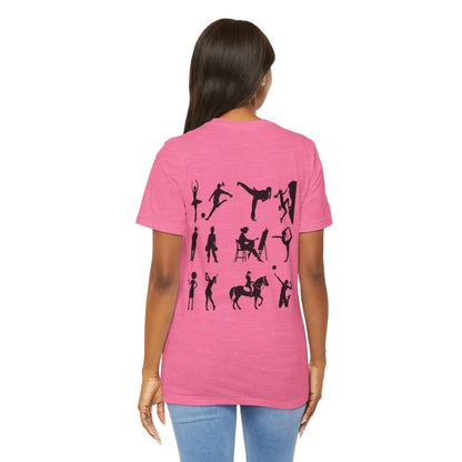 Girls Will Be Girls Girl Power Silhouettes Women's T-Shirt Front and Back Design Light Colored Tees