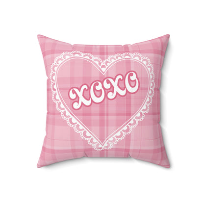 XOXO Pink Plaid Valentine's Pillow 18"x18"