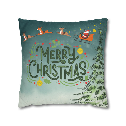 Merry Christmas 18"x18" Square Pillow Case