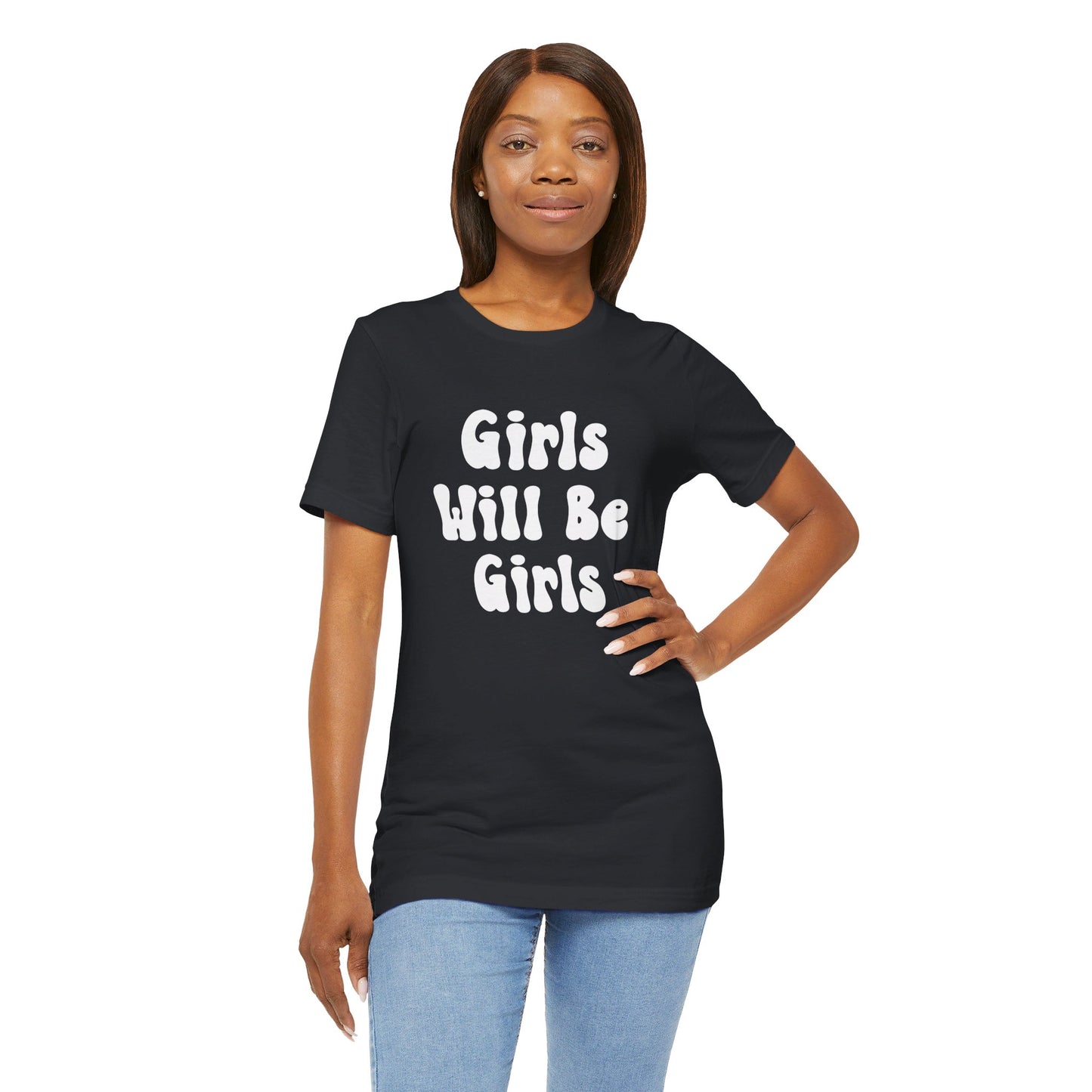 Girls Will Be Girls Girl Power Silhouettes Women's T-Shirt Front and Back Design