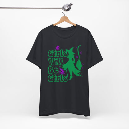 Girls Will Be Girls Wicked Witch with Broomstick T-Shirt, Wizard of Oz, Halloween Witch