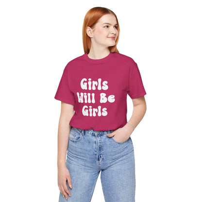 Girls Will Be Girls Girl Power Silhouettes Women's T-Shirt Front and Back Design