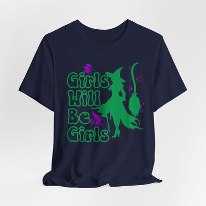 Girls Will Be Girls Wicked Witch with Broomstick T-Shirt, Wizard of Oz, Halloween Witch