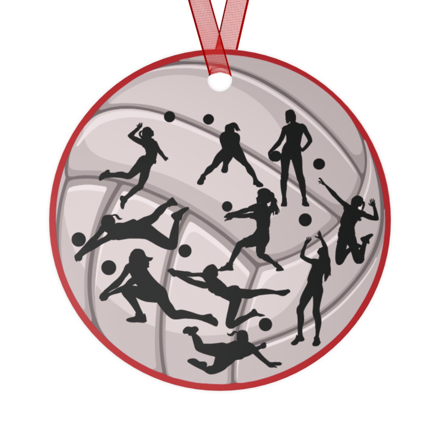 Girls Will Be Girls Volleyball Players Silhouettes on Volleyball Christmas Ornament