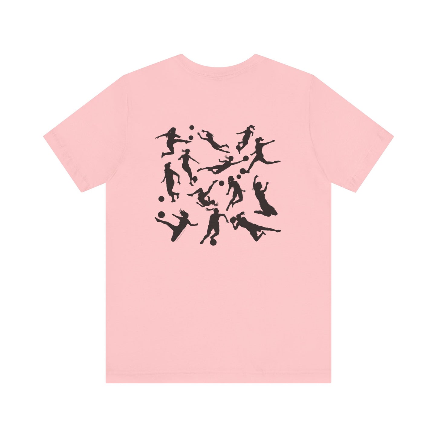 Girls Will Be Girls T-Shirt, Soccer Player Silhouettes Front and Back Designs, Light Colored Tees