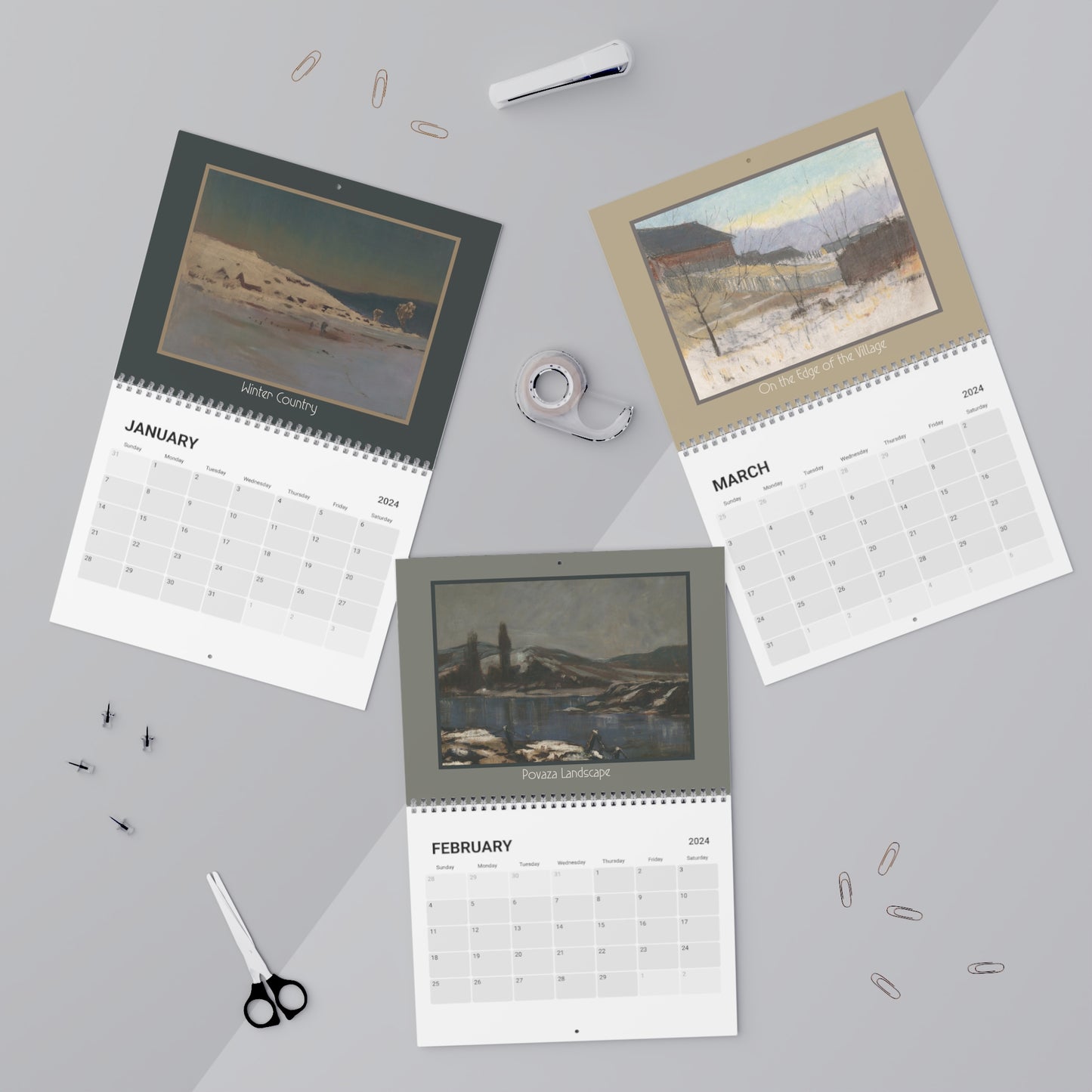 2024 12 Month Wall Calendar- Landscapes of Ladislav Mednyánszky