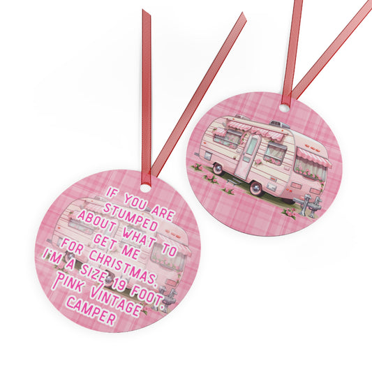 I'm a size 19 Foot Pink Vintage Camper Christmas Ornament