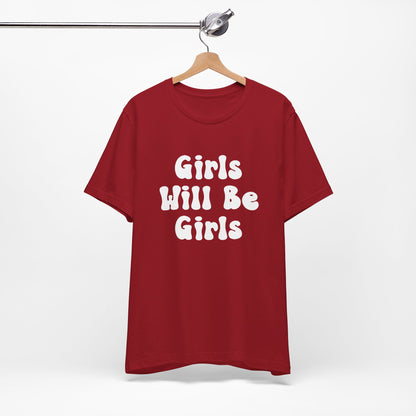 Girls Will Be Girls Girl Power Silhouettes Women's T-Shirt Front and Back Design