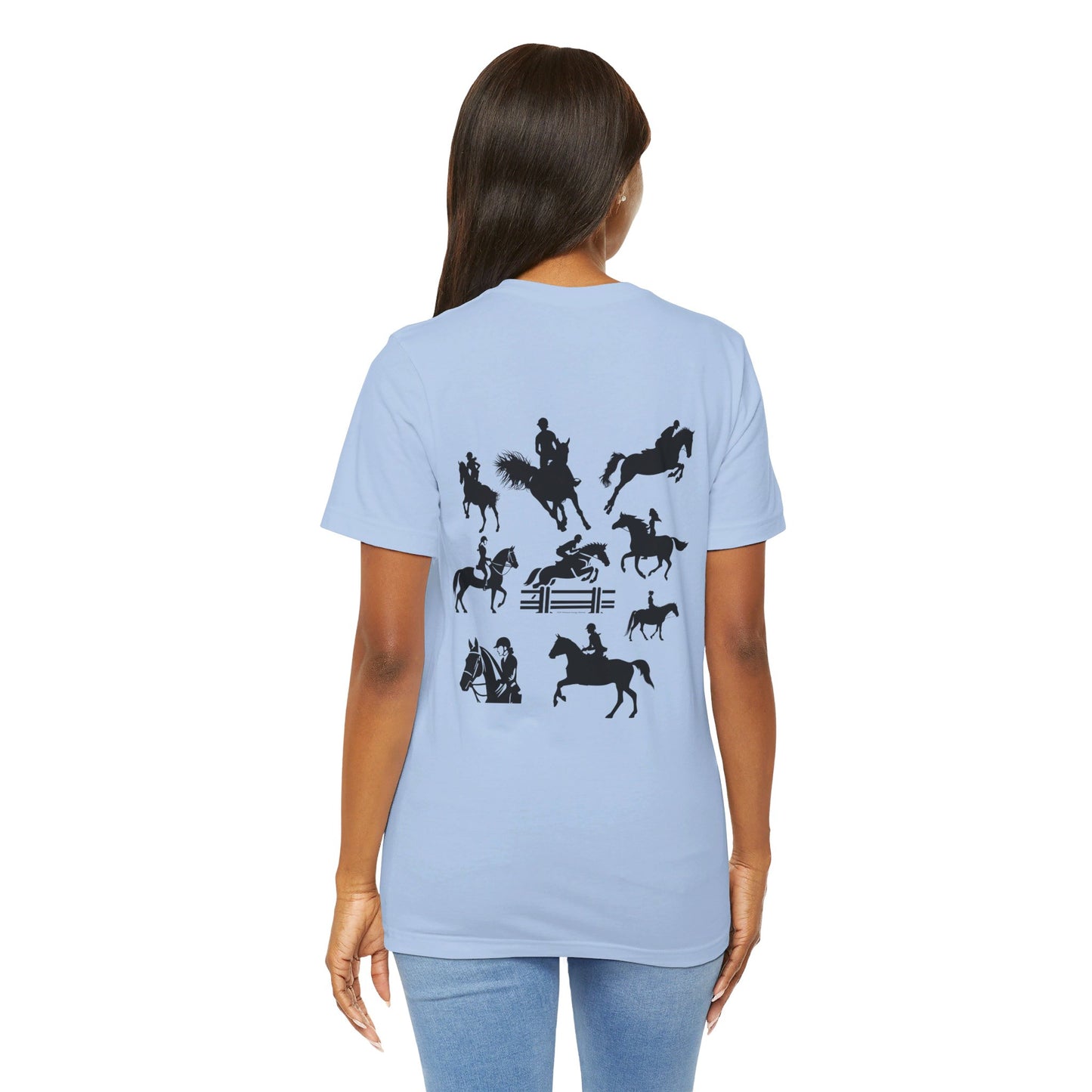 Girls Will Be Girls T-Shirt, Equestrian, Horseback Riding Silhouettes Front and Back Designs, Light Colored Tees