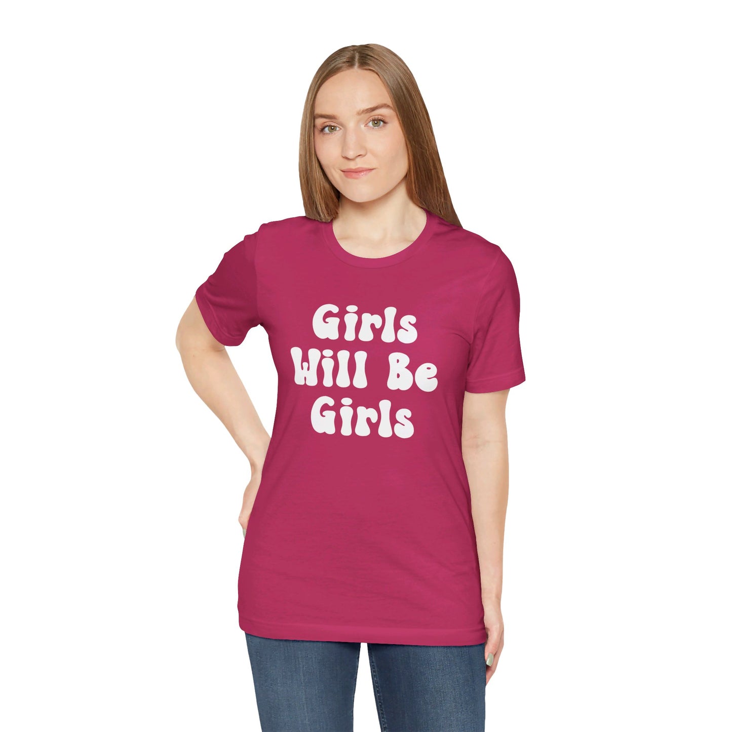 Girls Will Be Girls T-Shirt, Mountain Climber, Rock Climber, Alpinist, Mountaineering Silhouettes Front and Back Designs