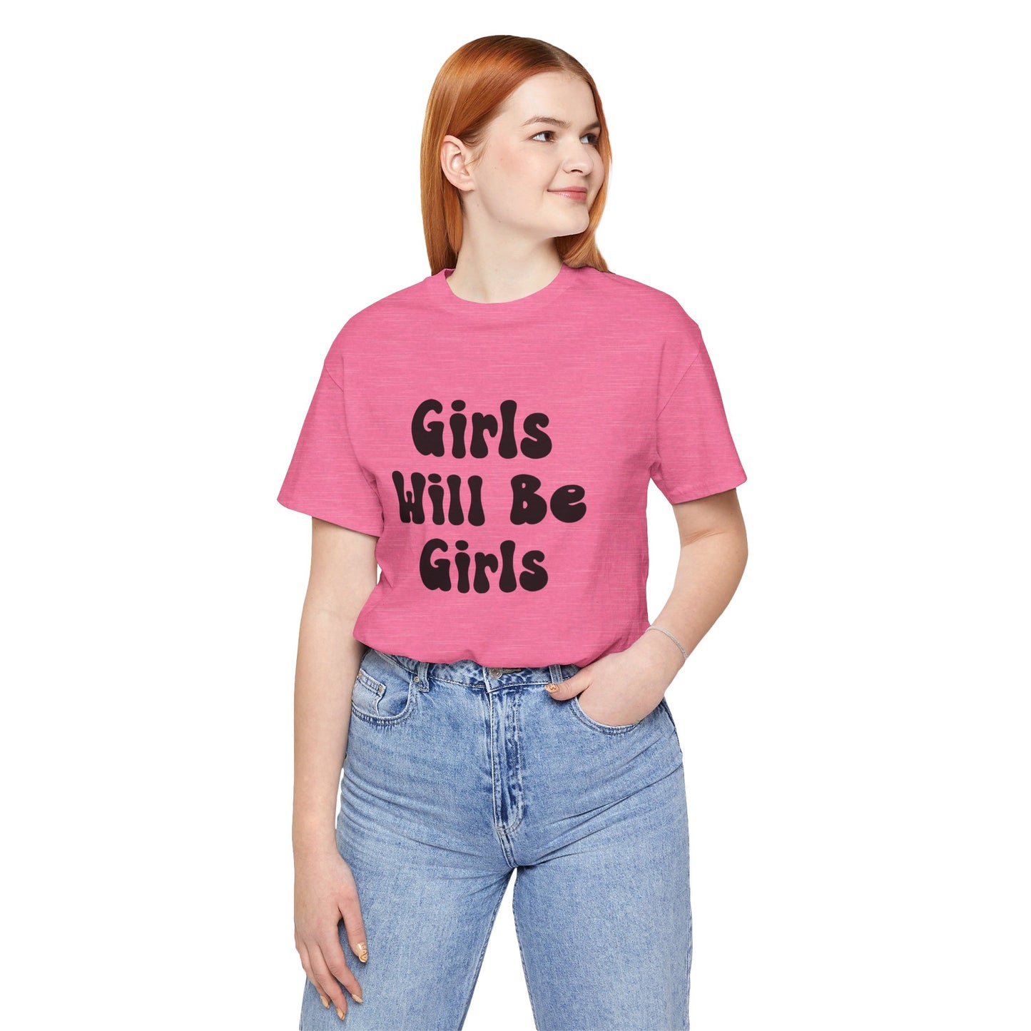 Girls Will Be Girls T-Shirt, Gymnast Silhouettes Gymnastics, Front and Back Designs, Light Colored Tees