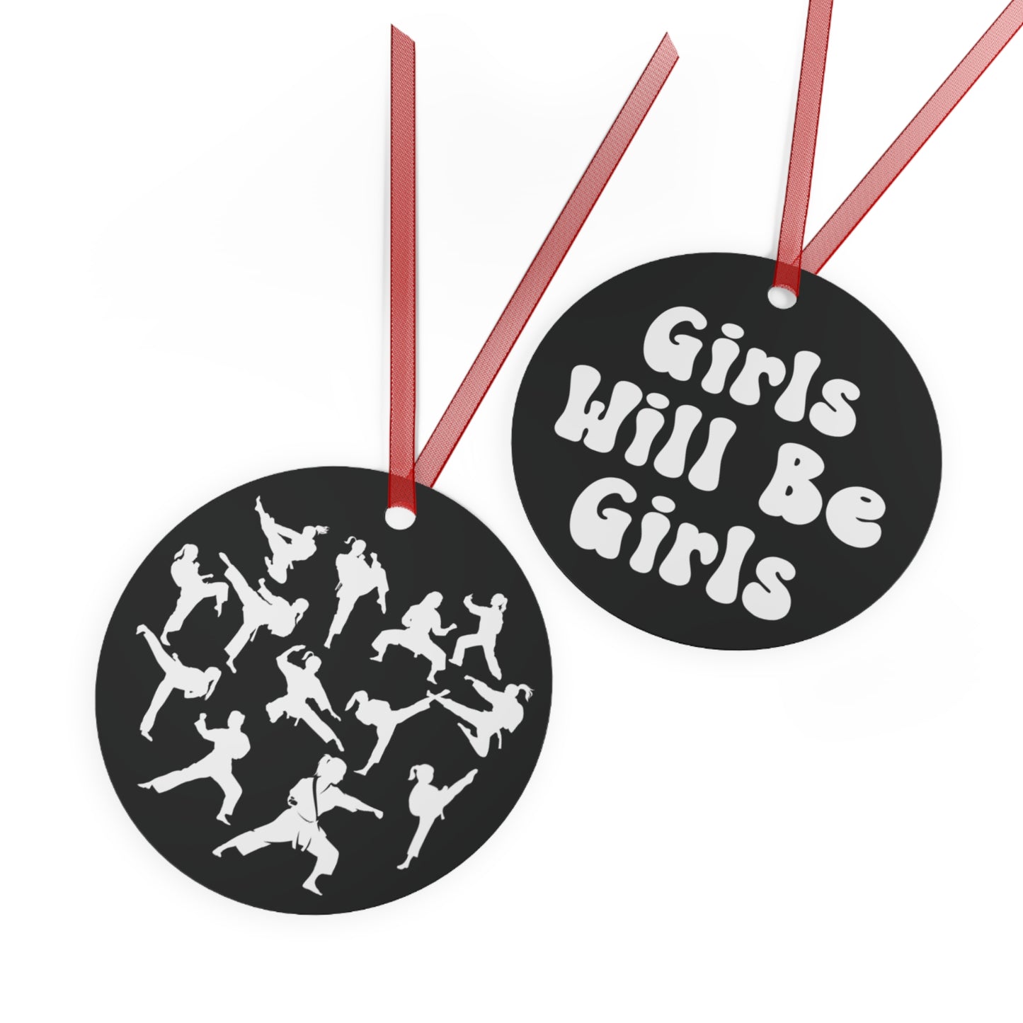 Girls Will Be Girls Martial Arts Silhouettes Christmas Ornament